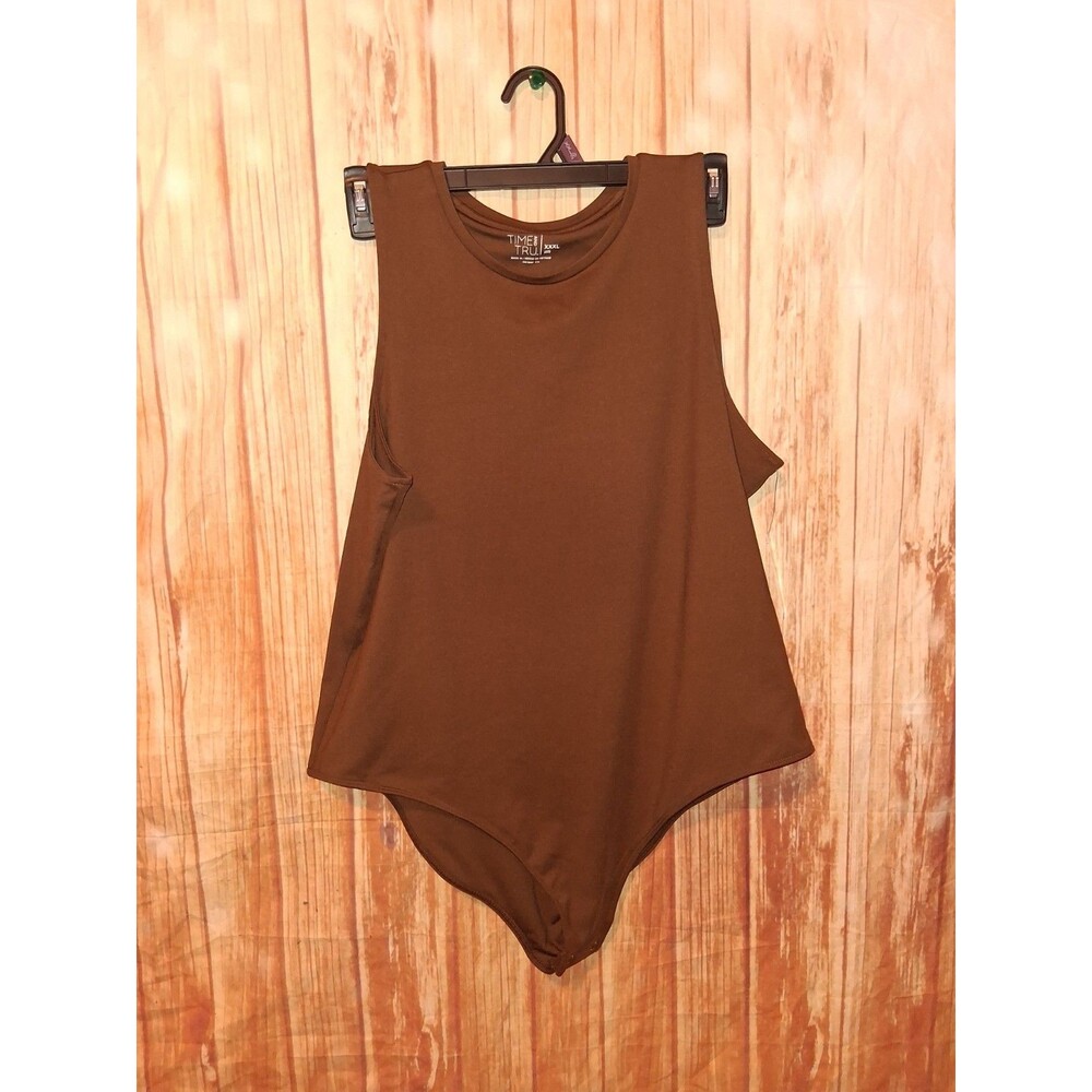 Time and Tru Brown Sleeveless Bodysuit